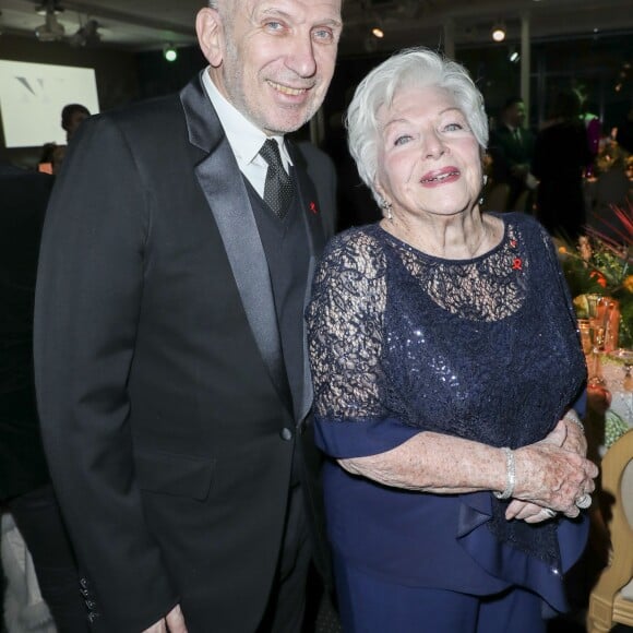 Jean-Paul Gaultier et Line Renaud à la 17e édition du "Dîner de la mode du Sidaction" au Pavillon d'Armenonville à Paris, France, le 24 janvier 2019. Depuis 2003, ce dîner permet de montrer l'engagement indéfectible du monde de la mode en faveur de la lutte contre le sida. © Olivier Borde/Bestimage