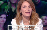 Elsa Fayer surprise et gênée face à la diffusion de ses photos sexy dans "Les Terriens du samedi" (C8) le 6 avril 2019.