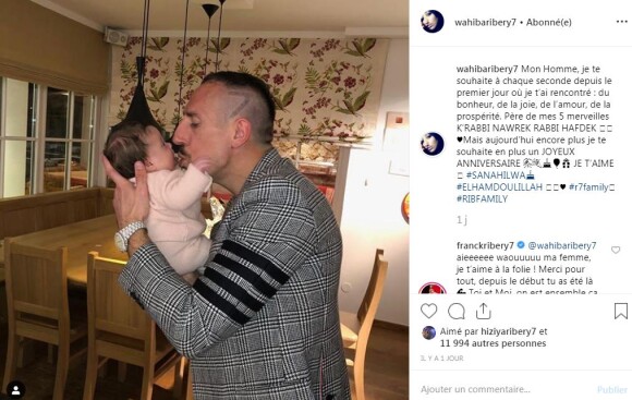 Franck Ribéry photographiée par sa femme Wahiba avec leur fille Keltoum à l'occasion de ses 36 ans. Instagram, le 7 avril 2019.