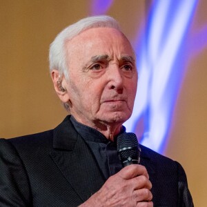 Charles Aznavour en concert à l'Office des Nations Unies à Genève. Le 13 mars 2018.