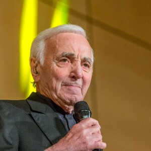 Charles Aznavour en concert à l'Office des Nations Unies à Genève. Le 13 mars 2018.