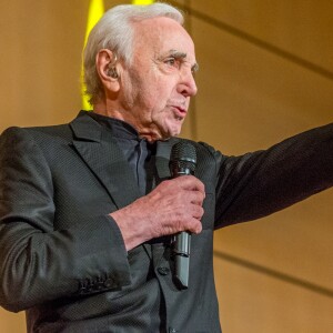 Charles Aznavour en concert à l'Office des Nations Unies à Genève. Le 13 mars 2018.