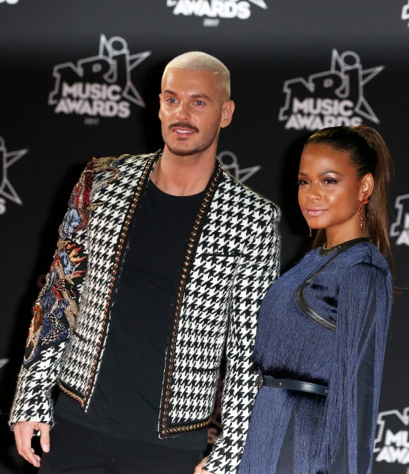 Le chanteur français M. Pokora (Matt Pokora) et sa compagne la chanteuse américaine Christina Milian - 19ème édition des NRJ Music Awards à Cannes le 4 novembre 2017. © Dominique Jacovides/Bestimage