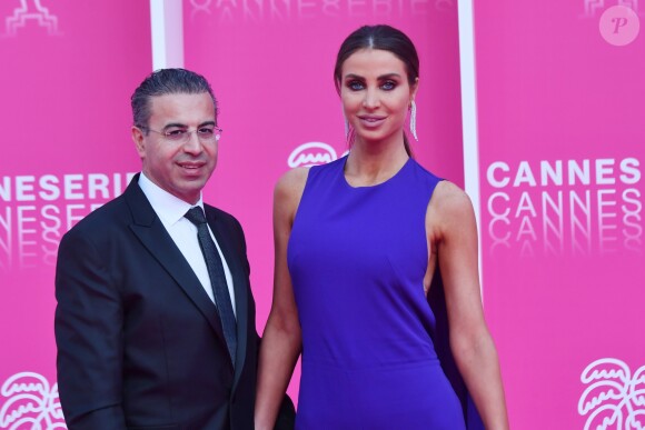 Nader Saab et sa femme Annabella Hilal - Photocall de la 3ème montée des marches durant la 2ème édition du festival Canneseries à Cannes, le 7 avril 2019. © Rachid Bellak/Bestimage