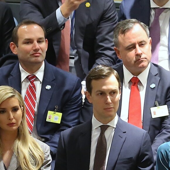 Tiffany Trump, Ivanka Trump, Jared Kushner, Lara Trump, Eric Trump en tribune lors de l'intervention du président Donald Trump pour la 73ème session de l'Assemblée générale à l'ONU à New York le 25 septembre 2018. © Morgan Dessalles / Bestimage