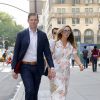 Exclusif - Le fils de D Trump, Eric Trump et sa femme Lara Yunaska, enceinte, arrivent à la Trump Tower sur la 5ème avenue à New York, le 18 Juillet 2017.