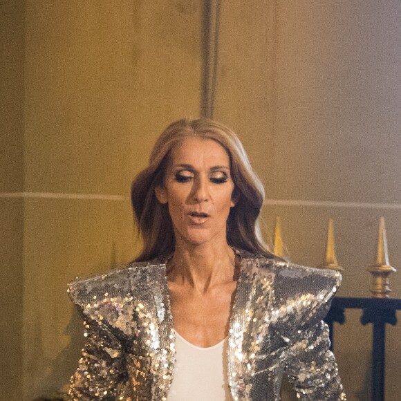 Céline Dion en tournage pour la maison L'Oréal à l'hôtel Plaza Athénée à Paris, France, le 30 janvier 2019