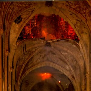 Incendie survenu en la cathédrale Notre-Dame de Paris, France, le 15 avril 2019. © Philippe Wojazer/Pool/Bestimage