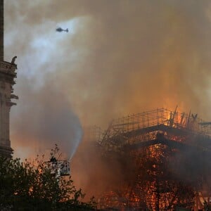 Incendie de la cathédrale Notre-Dame de Paris, le 15 avril 2019. © Stéphane Lemouton/Bestimage