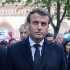 Le premier ministre, Edouard Philippe, le secrétaire d'État à l’Intérieur Laurent Nuñez, le président de la République française, Emmanuel Macron et le président de l'assemblée nationale, Richard Ferrand - Le président de la République française est venu constater les dégâts provoqués par l'incendie survenu en la cathédrale Notre-Dame de Paris, France, le 15 avril 2019. © Stéphane Lemouton/Bestimage