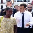 Déambulation du président de la République, Emmanuel Macron, accompagné de Sibeth Ndiaye dans les rues de Cayenne, Guyane Francaise. Le 28 octobre 2017. © Stéphane Lemouton / BestImage