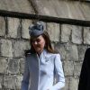 Le prince William, duc de Cambridge, et Catherine (Kate) Middleton, duchesse de Cambridge, arrivent pour assister à la messe de Pâques à la chapelle Saint-Georges du château de Windsor, le 20 avril 2019.