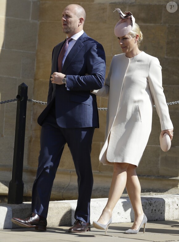 Zara Phillips (Zara Tindall) et Mike Tindall arrivent pour assister à la messe de Pâques à la chapelle Saint-Georges du château de Windsor, le 20 avril 2019.