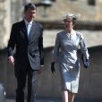La princesse Anne et Sir Timothy Laurence arrivent pour assister à la messe de Pâques à la chapelle Saint-Georges du château de Windsor, le 20 avril 2019.