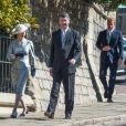 La princesse Anne, Timothy Laurence, le prince Harry, duc de Sussex, Peter Phillips et Autumn Phillips arrivent pour assister à la messe de Pâques à la chapelle Saint-Georges du château de Windsor, le 20 avril 2019.