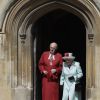 La reine Elisabeth II d'Angleterre à la sortie de la messe de Pâques à la chapelle Saint-Georges du château de Windsor, le 20 avril 2019.
