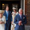 Image du baptême du prince Louis de Cambridge, troisième enfant du prince William et de la duchesse Catherine de Cambridge, le 9 juillet 2018 au palais St James à Londres.