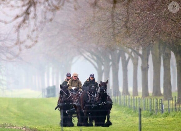 Le prince Philip, duc d'Edimbourg, en attelage dans le parc du château de Windsor le 8 avril 2019.