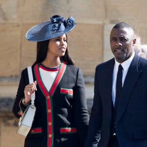 Idris Elba et sa compagne Sabrina Dhowre - Les invités à la sortie de la chapelle St. George au château de Windsor, Royaume Uni, le 19 mai 2018.