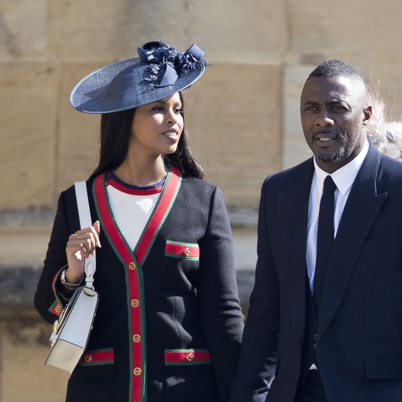 Idris Elba et sa compagne Sabrina Dhowre - Les invités à la sortie de la chapelle St. George au château de Windsor, Royaume Uni, le 19 mai 2018.