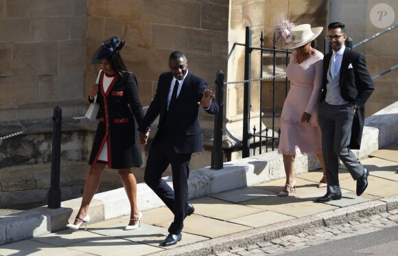 Idris Elba, Sabrina Dhowre et Oprah Winfrey - Les invités arrivent à la chapelle St. George pour le mariage du prince Harry et de Meghan Markle au château de Windsor, Royaume Uni, le 19 mai 2018.