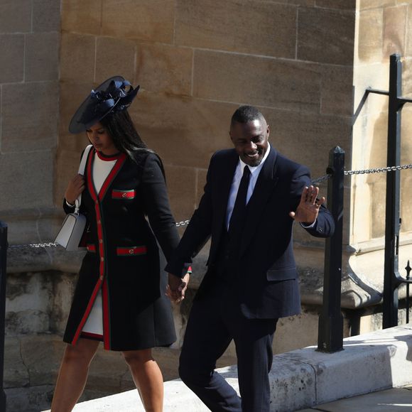 Idris Elba, Sabrina Dhowre et Oprah Winfrey - Les invités arrivent à la chapelle St. George pour le mariage du prince Harry et de Meghan Markle au château de Windsor, Royaume Uni, le 19 mai 2018.