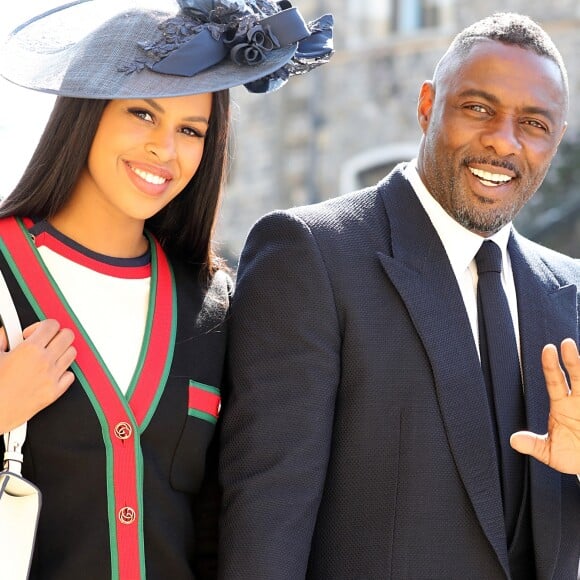 Idris Elba et Sabrina Dhowre - Les invités arrivent à la chapelle St. George pour le mariage du prince Harry et de Meghan Markle au château de Windsor, Royaume Uni, le 19 mai 2018.