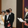 Le nouvel empereur Naruhito a pris ses fonctions et fait un bref discours inaugural, le 1er mai 2019 à Tokyo.