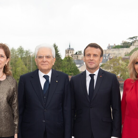 Laura Mattarella, son père Sergio Mattarella, président de l'Italie, Emmanuel et Brigitte Macron - Le président français accueille son homologue italien Sergio Mattarella pour une visite du château du Clos-Lucé dans le cadre de l'hommage au 500e anniversaire de la mort de Léonard de Vinci le 2 mai 2019. © David Nivière / Pool / Bestimage