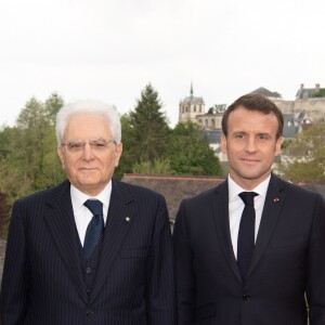 Laura Mattarella, son père Sergio Mattarella, président de l'Italie, Emmanuel et Brigitte Macron - Le président français accueille son homologue italien Sergio Mattarella pour une visite du château du Clos-Lucé dans le cadre de l'hommage au 500e anniversaire de la mort de Léonard de Vinci le 2 mai 2019. © David Nivière / Pool / Bestimage