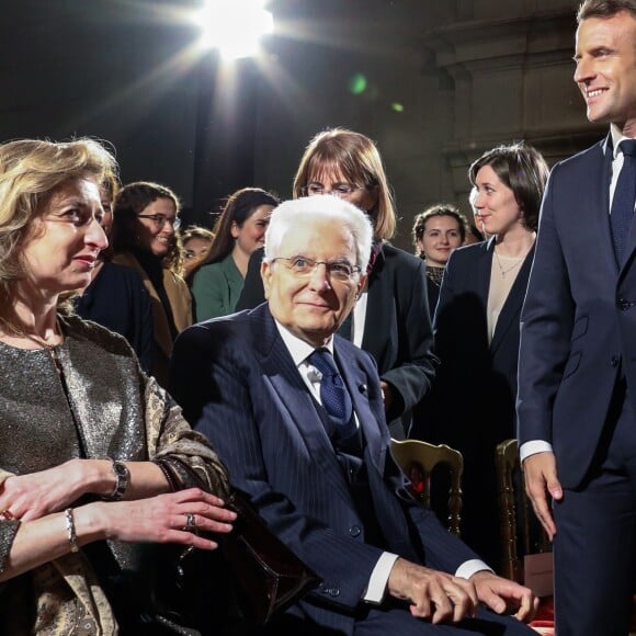 Le président de la république, Emmanuel Macron, la première dame Brigitte Macron, le président italien Sergio Mattarella et Laura Mattarella (sa fille) arrivent au Château de Chambord dans le cadre des célébrations du 500e anniversaire de la mort de Léonard de Vinci, Loir-et-Cher, France, le 2 mai 2019.© Stéphane Lemouton / Bestimage