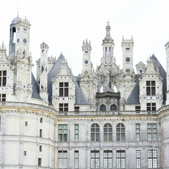 Emmanuel Macron, Brigitte Macron, le président italien Sergio Mattarella et Laura Mattarella (sa fille) au Château de Chambord dans le cadre des célébrations du 500e anniversaire de la mort de Léonard de Vinci, Loir-et-Cher, le 2 mai 2019.© Stéphane Lemouton / Bestimage