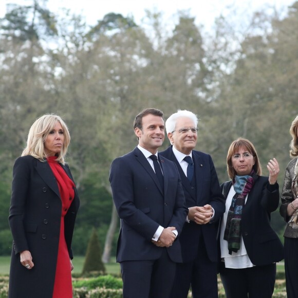 Emmanuel Macron, la première dame Brigitte Macron, le président italien Sergio Mattarella et Laura Mattarella (sa fille) au Château de Chambord dans le cadre des célébrations du 500e anniversaire de la mort de Léonard de Vinci, Loir-et-Cher, le 2 mai 2019.© Stéphane Lemouton / Bestimage