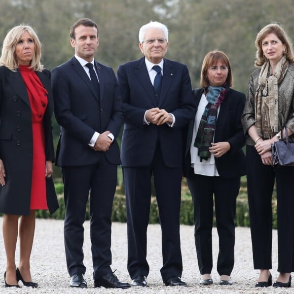 Emmanuel Macron, la première dame Brigitte Macron, le président italien Sergio Mattarella et Laura Mattarella (sa fille) au Château de Chambord dans le cadre des célébrations du 500e anniversaire de la mort de Léonard de Vinci, Loir-et-Cher, le 2 mai 2019.© Stéphane Lemouton / Bestimage