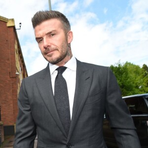 L'ancien footballeur international anglais David Beckham arrive au tribunal de première instance de Bromley, Kent, le 9 mai 2019. Le footballeur doit comparaître devant le tribunal pour une audience complète après avoir admis avoir utilisé un téléphone portable au volant le 21 novembre 2018.