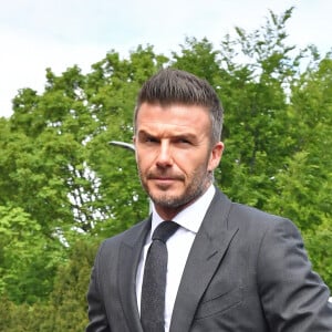 L'ancien footballeur international anglais David Beckham arrive au tribunal de première instance de Bromley, Kent, le 9 mai 2019. Le footballeur doit comparaître devant le tribunal pour une audience complète après avoir admis avoir utilisé un téléphone portable au volant le 21 novembre 2018.