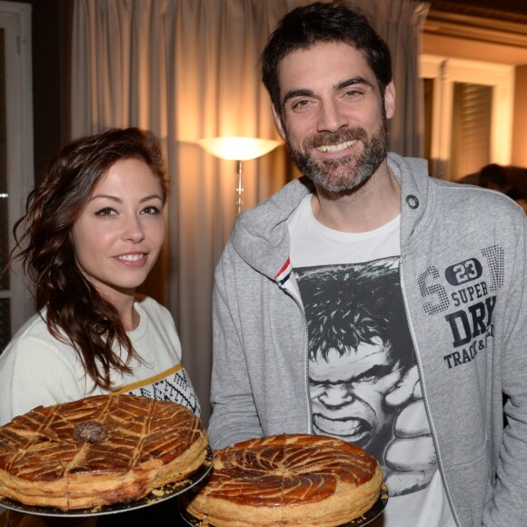 Exclusif - Dounia Coesens et Gil Alma - Célébration de la galette des rois dans les locaux de la Fondation Pompidou rue du Louvre à Paris, le 28 janvier 2019. © Rachid Bellak/LMS/Bestimage
