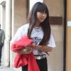 Laeticia Hallyday récupère ses filles Jade et Joy chez le dentiste avenue Montaigne à Paris le 9 octobre 2018.