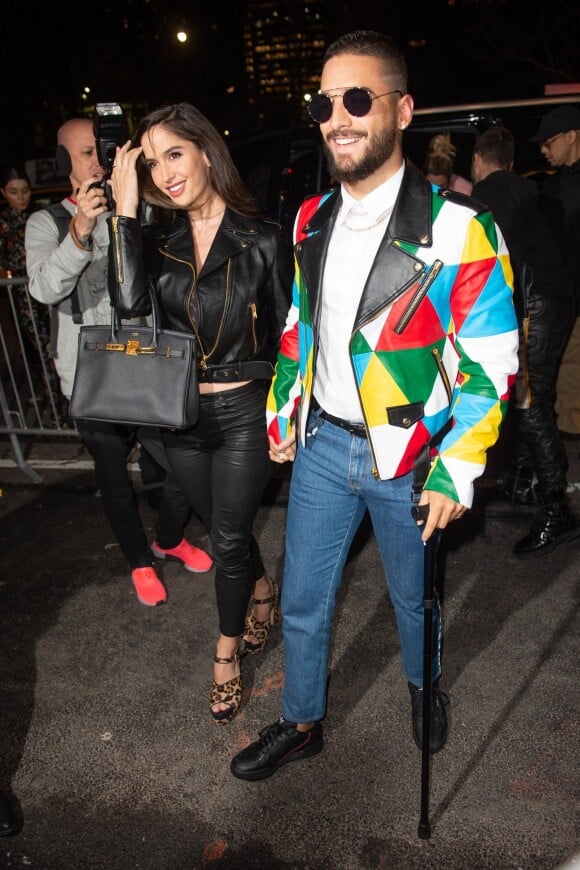 Natalia Barulich et Maluma - Les célébrités arrivent au défilé de Jeremy Scott à l'occasion de la Fashion Week de New York le 8 février, 2019 .