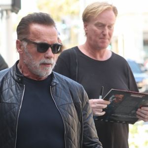 Arnold Schwarzenegger va déjeuner avec son fils Patrick à Beverly Hills le 1er mai 2019.
