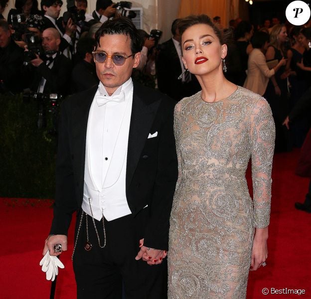 Johnny Depp et son ex-fiancée Amber Heard - Soirée du Met Ball / Costume Institute Gala 2014: "Charles James: Beyond Fashion" à New York, le 5 mai 2014.