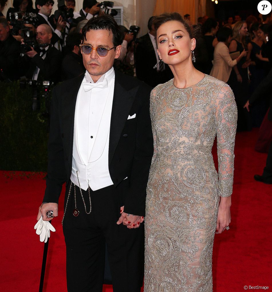 Johnny Depp et son ex-fiancée Amber Heard - Soirée du Met Ball / Costume Institute Gala 2014: &quot;Charles James: Beyond Fashion&quot; à New York, le 5 mai 2014.