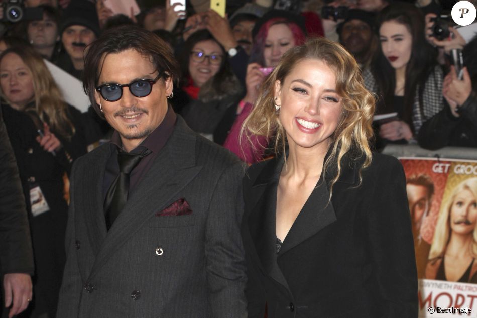 Johnny Depp et sa fiancée Amber Heard - Première du film &quot;Charlie Mortdecai&quot; à l&#039;Empire, Leicester Square, à Londres, le 19 janvier 2015.