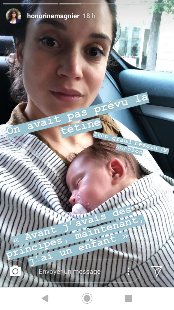 Honorine Magnier et son bébé dans une voiture, 23 mai 2019, sur Instagram