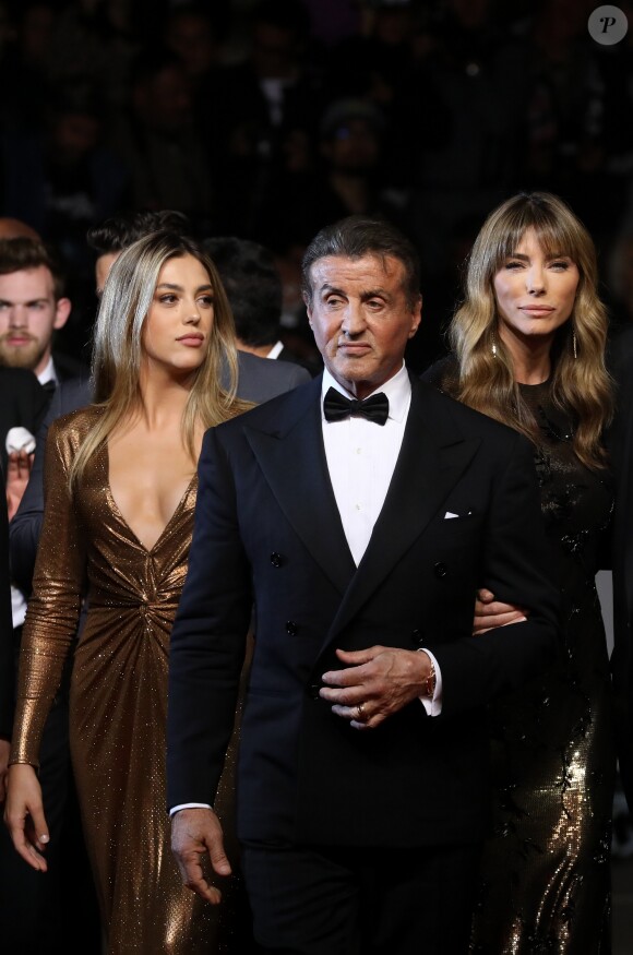 Sylvester Stallone, sa femme Jennifer Flavin et sa fille Sistine - Montée des marches du film "Rambo : First Blood" lors du 72ème Festival International du Film de Cannes. Le 24 mai 2019 © Jacovides-Moreau / Bestimage