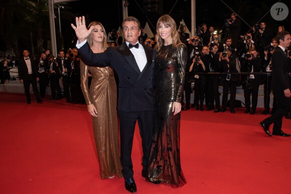 Sylvester Stallone, sa femme Jennifer Flavin et sa fille Sistine - Montée des marches du film "Rambo : First Blood" lors du 72ème Festival International du Film de Cannes. Le 24 mai 2019 © Jacovides-Moreau / Bestimage