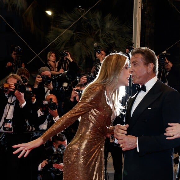 Sylvester Stallone, sa femme Jennifer Flavin et sa fille Sistine - Montée des marches du film "Rambo : First Blood" lors du 72ème Festival International du Film de Cannes. Le 24 mai 2019 © Jacovides-Moreau / Bestimage