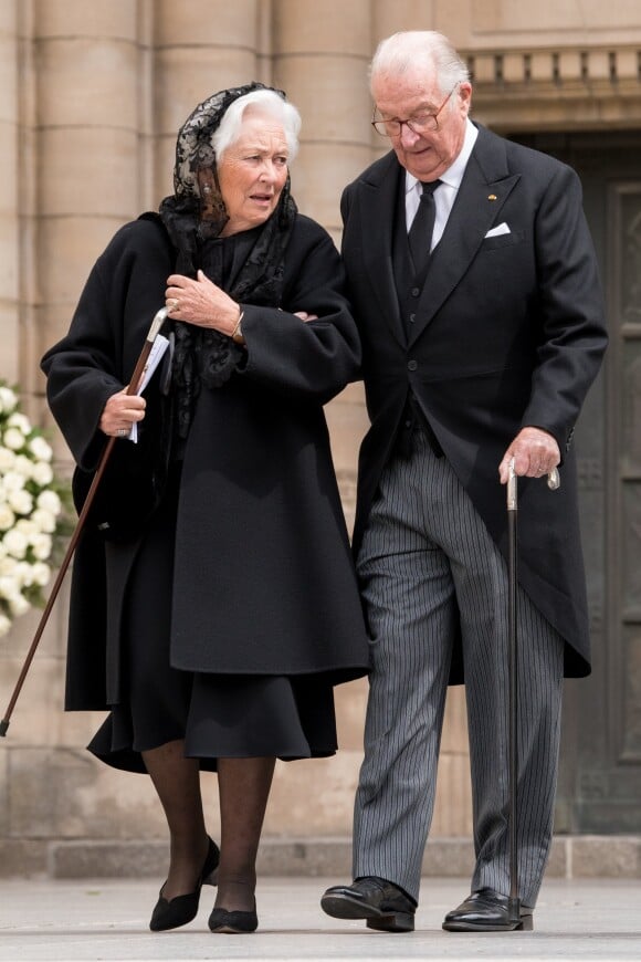 Le roi Albert II de Belgique et la reine Paola de Belgique - Obsèques de S.A.R. le Grand-Duc Jean de Luxembourg en la cathédrale Notre-Dame à Luxembourg le 4 mai 2019.