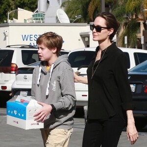 Angelina Jolie et sa fille Shiloh sont allées acheter un chiot dans une animalerie à Los Angeles le 26 janvier 2019.