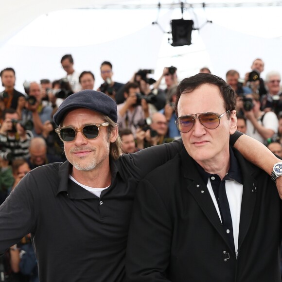 Brad Pitt, Quentin Tarantino - Photocall du film "Once upon a time in Hollywood" lors du 72ème festival du film de Cannes le 22 mai 2019. © Jacovides-Moreau/Bestimage
